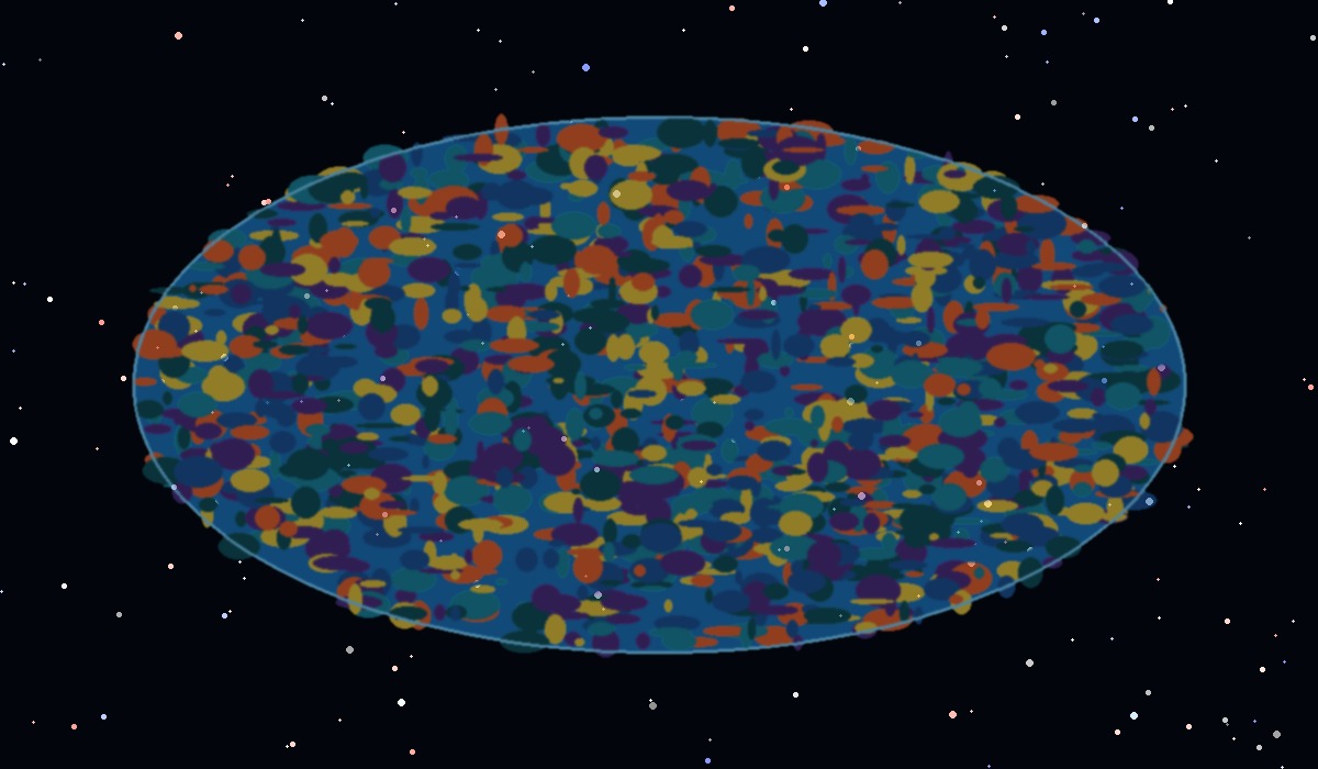 Galaxy field used as a visual for large-scale cosmic structure